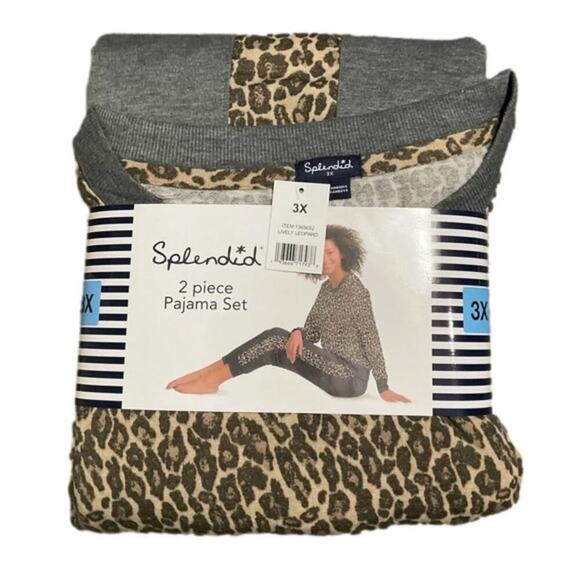 Splendid Pajama Loungewear Leopard Set Soft 2-piece Ladies Plus Size 3X NEW! - Picture 1 of 5